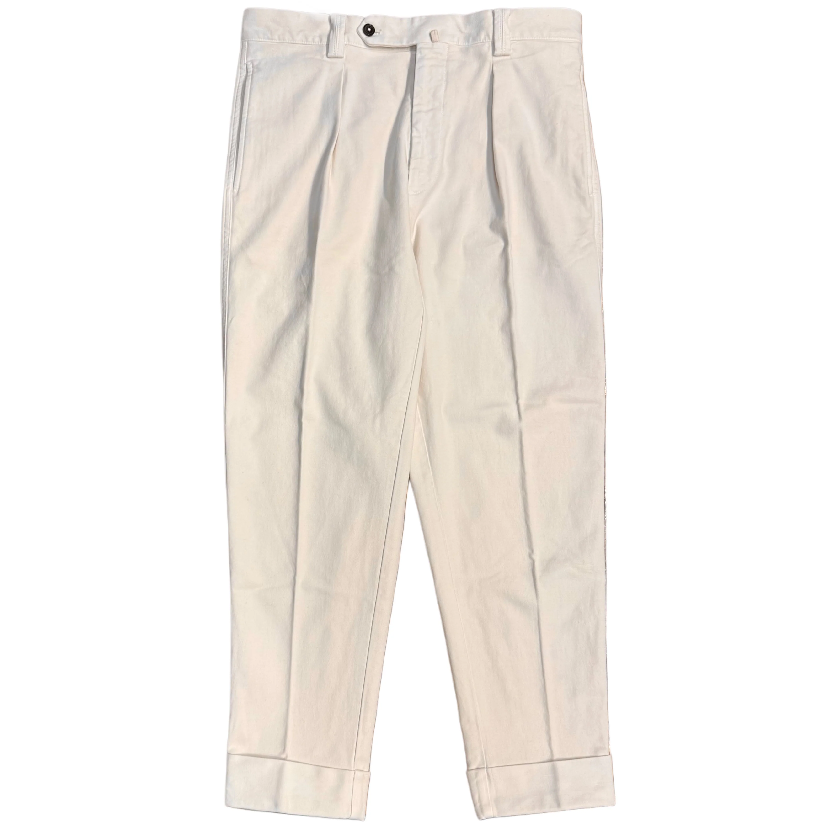 FRESH Camogli Moleskin Pleated Chino Pants In Old White