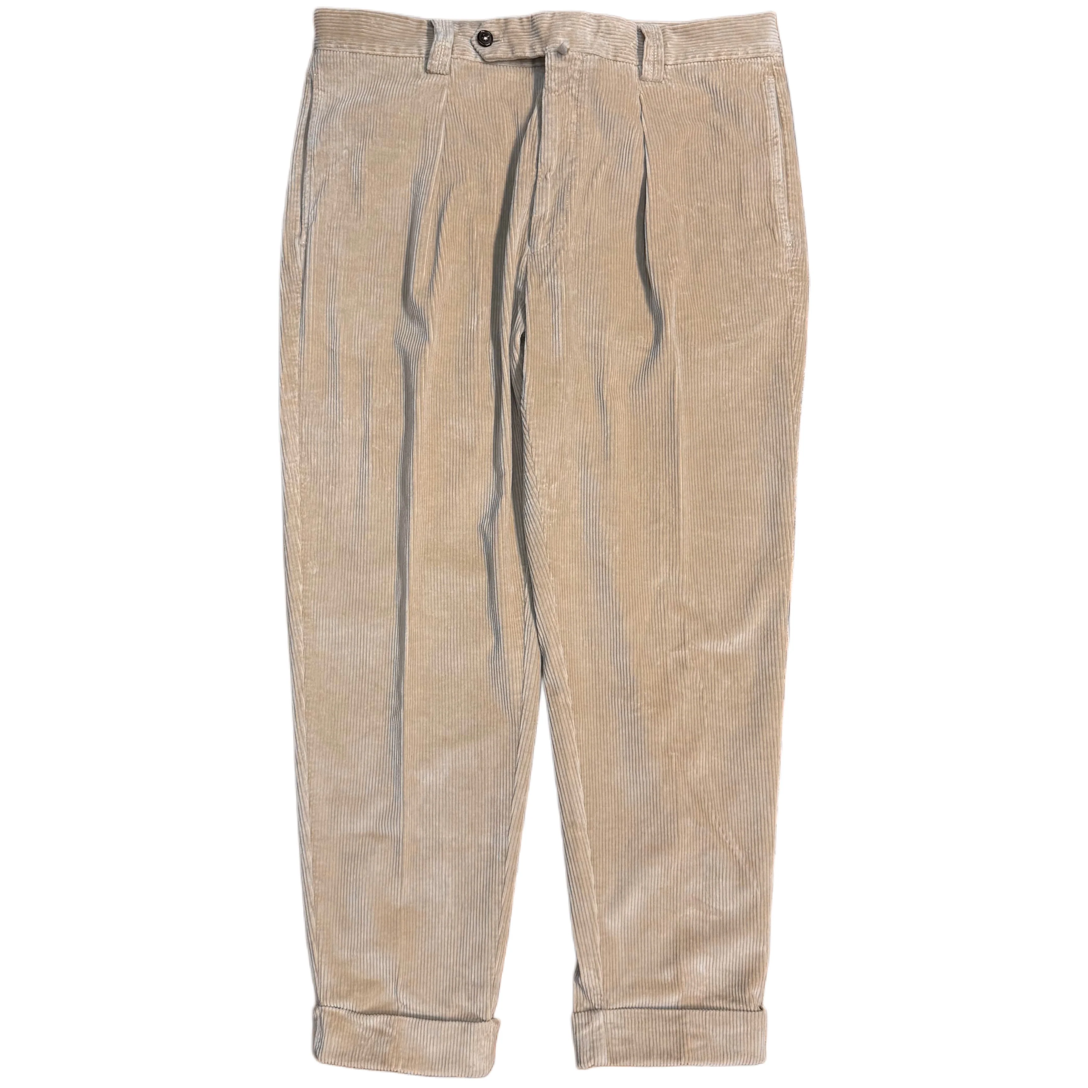 FRESH Camogli Corduroy Pleated Chino Pants In Beige